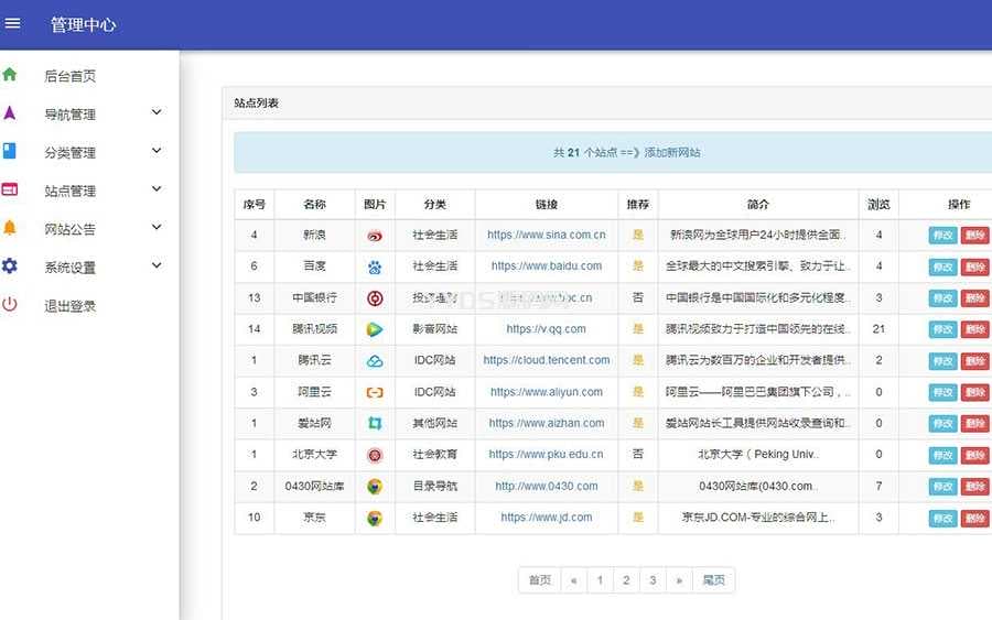 PHP站长导航资源网站导航系统源码修复版