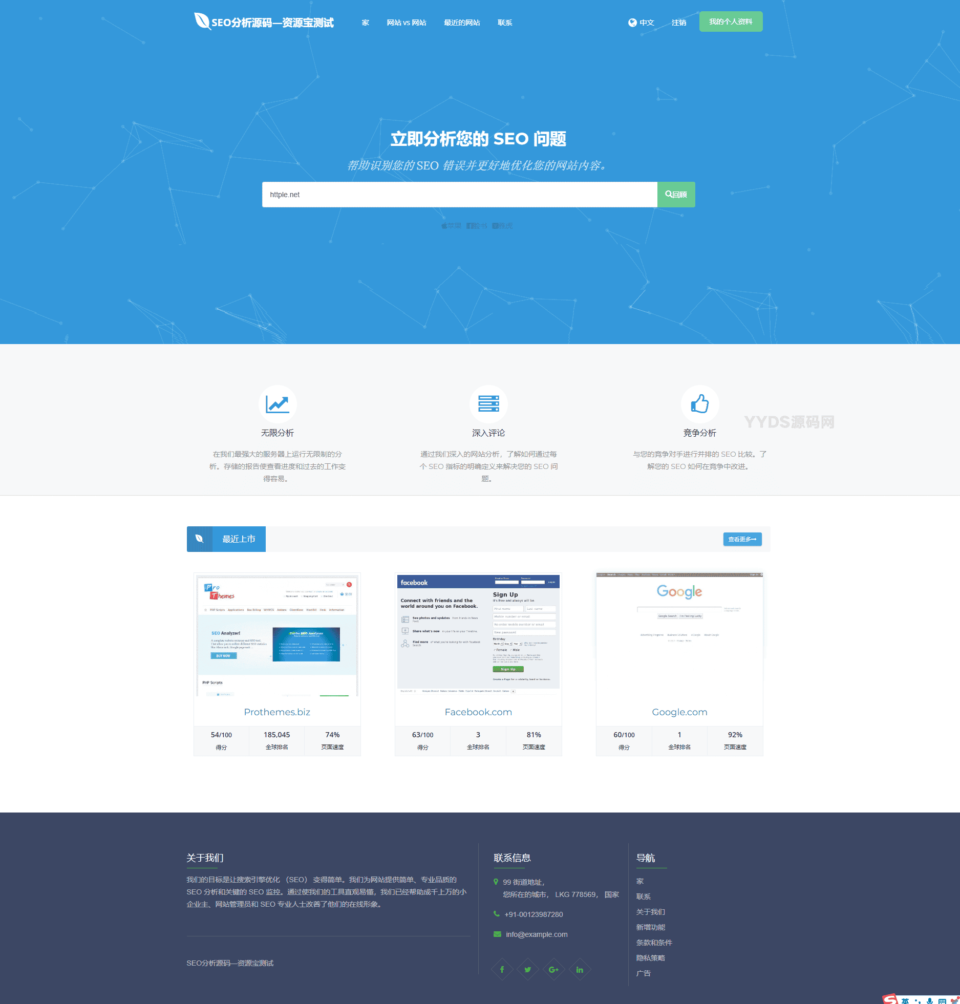 高级SEO在线优化检测分析源码 获得更高收录