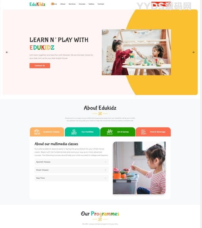 HTML5育儿园托儿所宣传网站模板