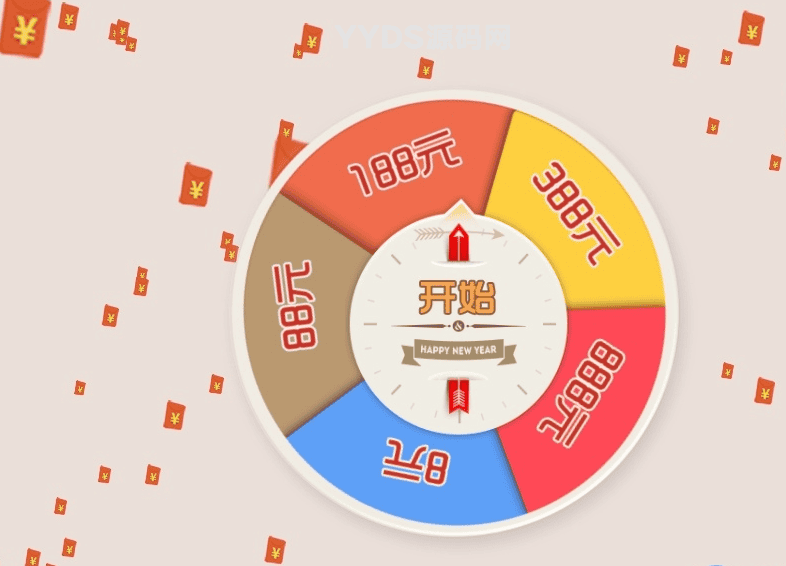 html+jQuery实现红包下落转盘抽奖特效源码