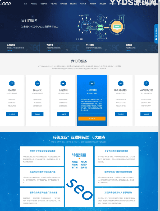 IT网络建站公司pbootcms模板 互联网营销企业网站源码(自适应手机端)