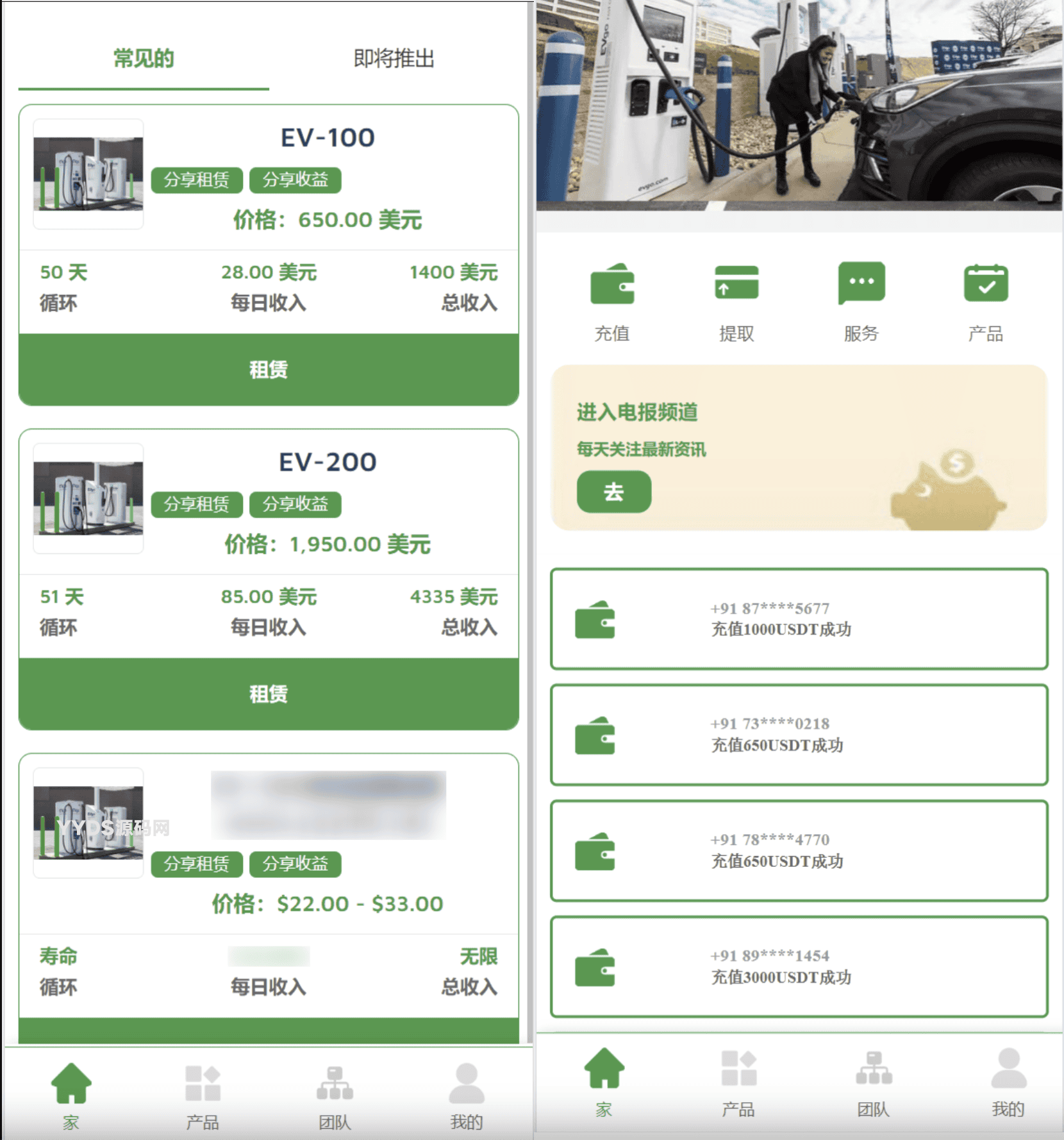 海外新能源充电桩共享投资源码 充电桩理财投资源码 租赁投资源码