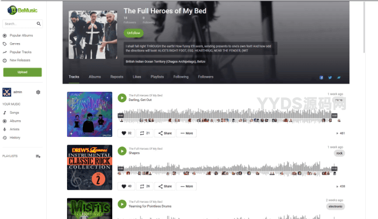 BeMusic3.0.9 PHP音乐平台系统 音乐共享上传网站源码