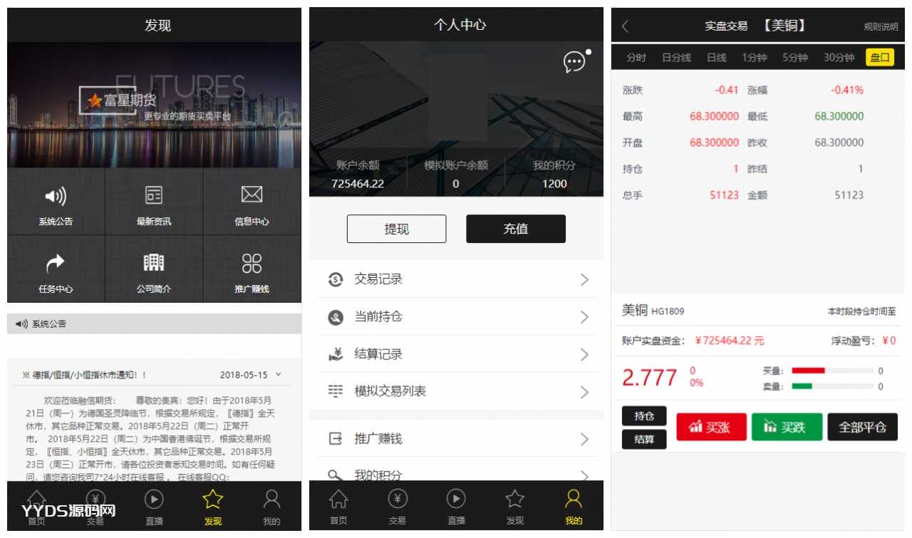 福星yii高端系列微盘点位盘PC+手机+国内外期货盘+带直播页面+资讯独立页面+完整数据+教程