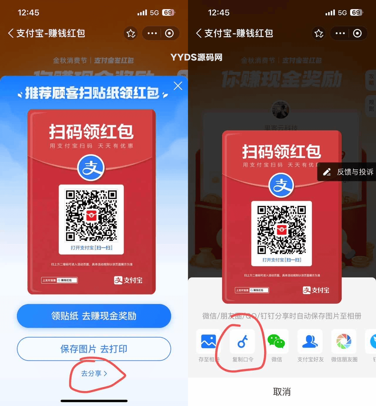 支付宝自动领取赏金 免复制口令网站源码