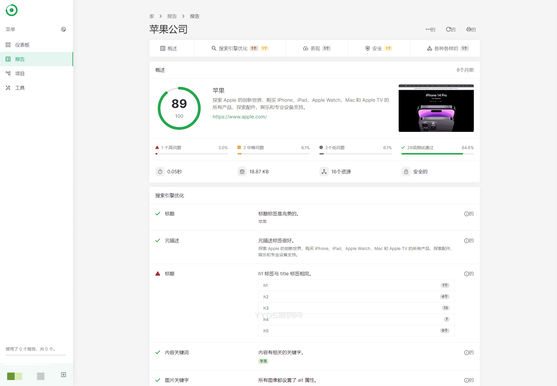 网站SEO报告和代码工具平台系统源码